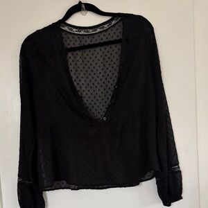 Elegant Black Sheer Women's Top